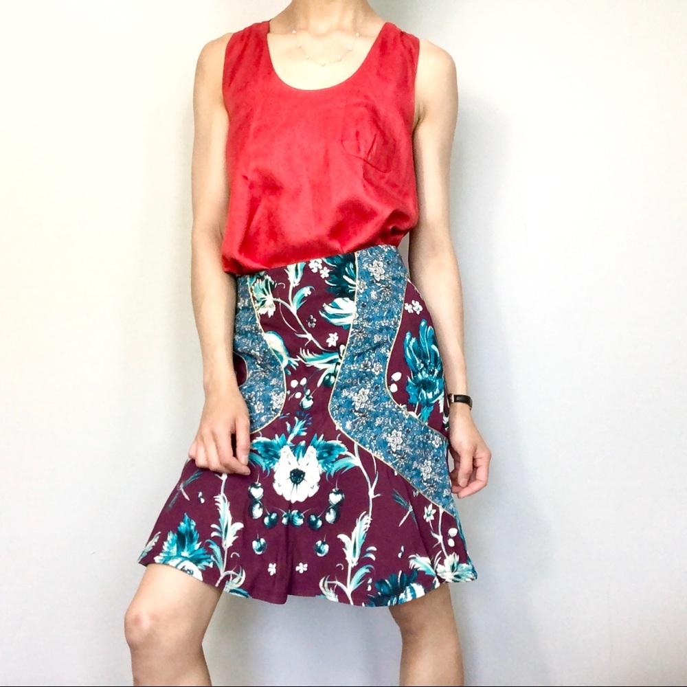 Roberto Cavalli $955 crepe mixed florals skirt